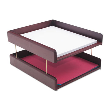 Carver™ Hardwood Stackable Desk Trays, 1 Section, Letter Size Files, 10.25" X 12.5" X 2.5", Mahogany freeshipping - TVN Wholesale